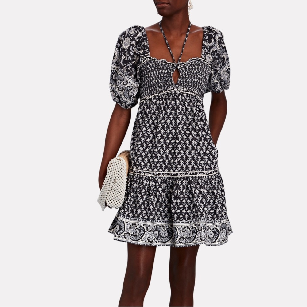 Sea Jasper Puff Sleeved Minidress